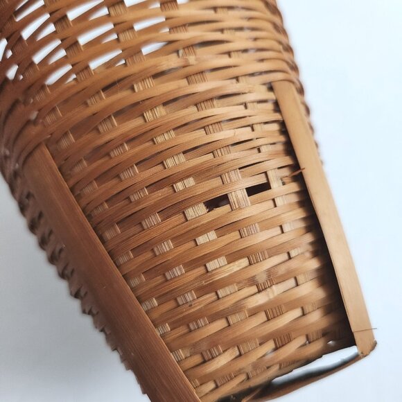 Vintage Cone Woven Wood Wicker Basket Lot Of 2 Baskets Wall Hanging Decor Boho - Picture 7 of 16